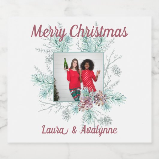 Vrolijk Kerstmis aangepaste tekst en foto Bier Etiket (Enkel label)