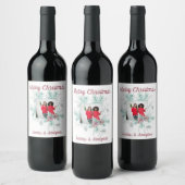 Vrolijk Kerstmis aangepaste tekst en foto Wijn Etiket (Flessen)