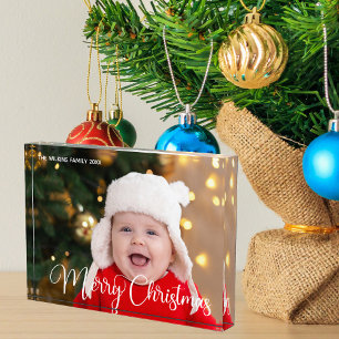 Vrolijk Kerstmis Aangepaste Witte Manuscript Baby Fotoblokken