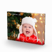 Vrolijk Kerstmis Aangepaste Witte Manuscript Baby Fotoblokken (Rechts)