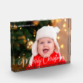 Vrolijk Kerstmis Aangepaste Witte Manuscript Baby Fotoblokken (Links)