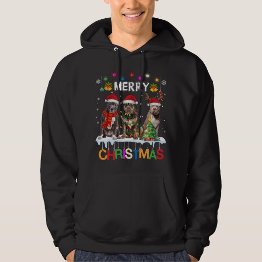 Vrolijk Kerstmis Amerikaanse Bully Kerstman Tre Hoodie (Voorkant)