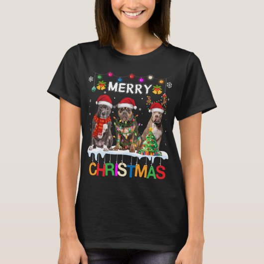 Vrolijk Kerstmis Amerikaanse Bully Kerstman Tre T-shirt (Voorkant)