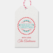 Vrolijk Kerstmis Aqua & Rood Krijt Stamp Typografi