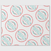 Vrolijk Kerstmis Aqua & Rood Krijt Stamp Typografi Cadeaupapier (Vlak)