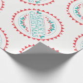 Vrolijk Kerstmis Aqua & Rood Krijt Stamp Typografi Cadeaupapier (Hoek)