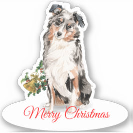 Vrolijk Kerstmis Australische Herder Custom Vinyl Sticker