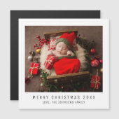 Vrolijk Kerstmis Baby Kinder Foto Gift Keepsake Id Magnetische Uitnodiging (Voorkant / Achterkant)