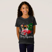 Vrolijk Kerstmis Beagle Santa Light Rode Vrachtwag T-shirt (Voorkant volledig)