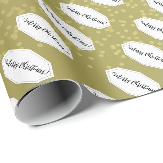 Vrolijk Kerstmis beige en witte glitter Cadeaupapier (Rol Hoek)