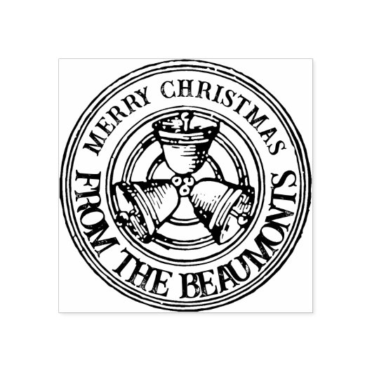 Vrolijk Kerstmis Bells Gepersonaliseerde Vakantie  Rubberstempel (Afrduk)
