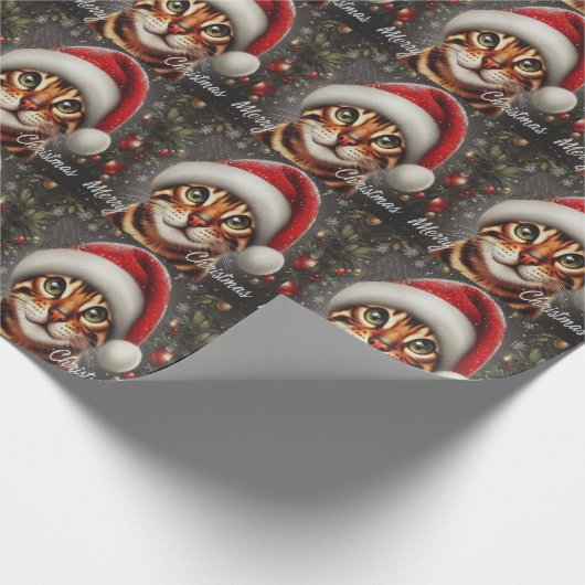 Vrolijk Kerstmis Bengaals Kat, Kerstmis Santa Beng Cadeaupapier (Hoek)