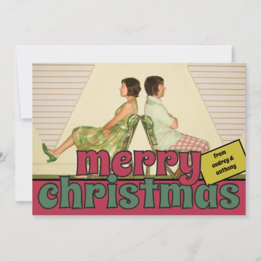 Vrolijk Kerstmis Bericht Retro Stijl Foto Feestdagenkaart (Voorkant)
