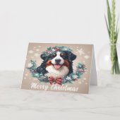 Vrolijk Kerstmis Berner Berg Hond Xmas Feestdagen Kaart (Voorkant)