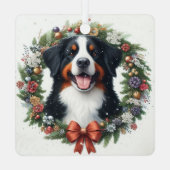 Vrolijk Kerstmis Berner Berg Hond Xmas Metalen Ornament (Achterkant)