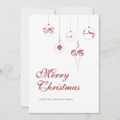 Vrolijk Kerstmis Berry Rood Monogram Bauble Feestdagenkaart (Voorkant)