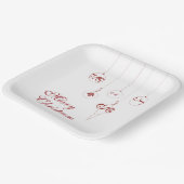 Vrolijk Kerstmis Berry Rood Monogram Bauble Papieren Bordje (Gebogen)