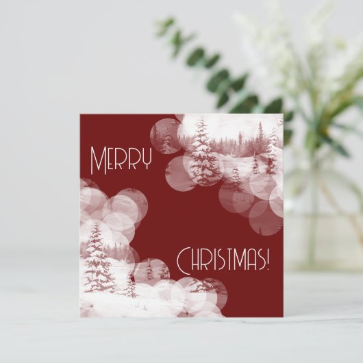 Vrolijk Kerstmis besneeuwd spar bomen landschap Kaart (Staand voorkant)