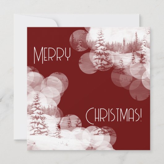 Vrolijk Kerstmis besneeuwd spar bomen landschap Kaart (Voorkant)