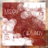 Vrolijk Kerstmis besneeuwd spar bomen landschap Raamsticker (Vel 2)