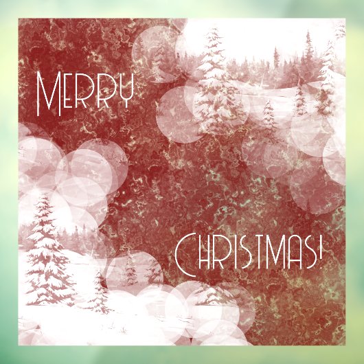 Vrolijk Kerstmis besneeuwd spar bomen landschap Raamsticker (Vel 3)