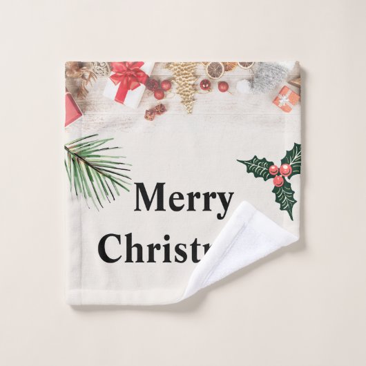 Vrolijk Kerstmis Beste Badkamer Handdoek Set (Wasdoekje)
