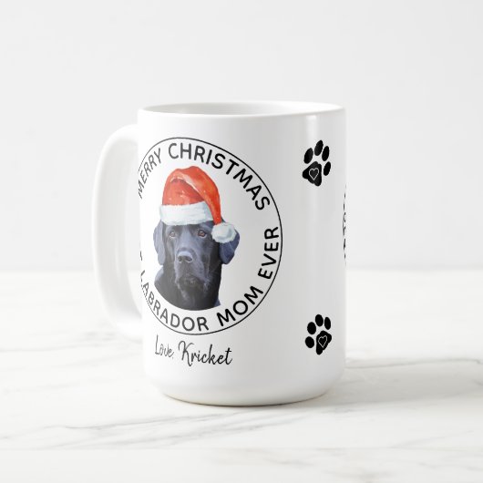 Vrolijk Kerstmis Beste Labrador Moeder Ooit Zwart  Koffiemok (Voorkant links)