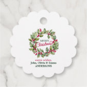 Vrolijk Kerstmis bewerkbare fotofamilie Bedankjes Labels (Achterkant)