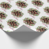 Vrolijk Kerstmis bewerkbare fotofamilie Cadeaupapier (Hoek)