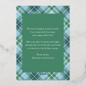 Vrolijk Kerstmis Blauw Groen Plaid Tartan Foto Folie Feestdagenkaart (Achterkant)