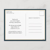 Vrolijk Kerstmis Blauw Kalligrafie Business Modern Feestdagenkaart (Achterkant)