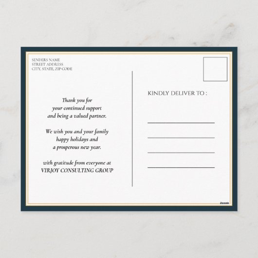 Vrolijk Kerstmis Blauw Kalligrafie Business Modern Feestdagenkaart (Achterkant)