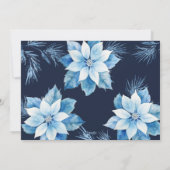 Vrolijk Kerstmis Blauw Poinsettia Feestdagenkaart (Achterkant)