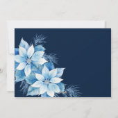 Vrolijk Kerstmis Blauw Poinsettia Feestdagenkaart (Achterkant)