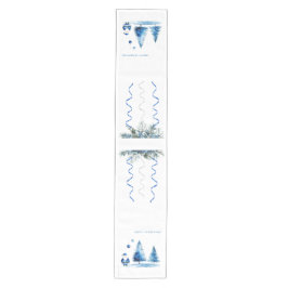 Vrolijk Kerstmis Blauw & Wit Waterverf Santa Medium Tafelloper