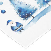 Vrolijk Kerstmis Blauw & Wit Waterverf Santa Medium Tafelloper (Hoek)