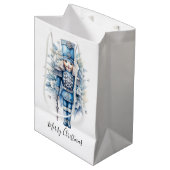 Vrolijk Kerstmis Blauwe Notenkraker Medium Cadeauzakje (Voorkant Gekanteld)