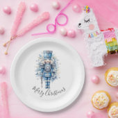 Vrolijk Kerstmis Blauwe Notenkraker Papieren Bordje (Feest)