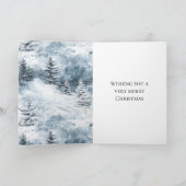 Vrolijk Kerstmis Blauwe Sneeuw Winter Bomen Herten Kaart (Binnen)