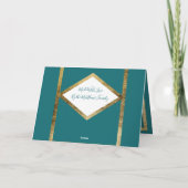 Vrolijk Kerstmis Blauwgroen Groen Goud Rand Foto Feestdagen Kaart (Achterkant)