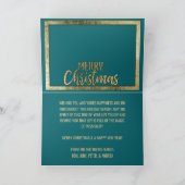 Vrolijk Kerstmis Blauwgroen Groen Goud Rand Foto Feestdagen Kaart (Binnen)