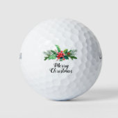 Vrolijk Kerstmis Bloemen Seizoensgebladerte | FEES Golfballen (Voorkant)