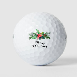 Vrolijk Kerstmis Bloemen Seizoensgebladerte | FEES Golfballen