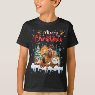 Vrolijk Kerstmis Bloodhound Hond Santa Hoed Lights T-shirt