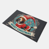 Vrolijk Kerstmis Bluetick Coonhound Hond Santa Hat Deurmat (Schuin)