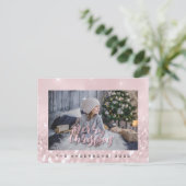 Vrolijk Kerstmis Blush Goud Vonk Foto Glitter Briefkaart (Staand voorkant)