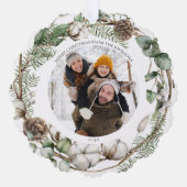 Vrolijk Kerstmis Boerderij Groen Foto krans Ornament Kaart (Voorkant)