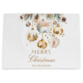 Vrolijk Kerstmis boho metallic baubles waterverf Groot Cadeauzakje (Voorkant)