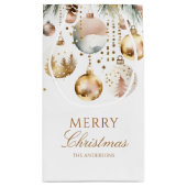 Vrolijk Kerstmis boho metallic baubles waterverf Klein Cadeauzakje (Achterkant)