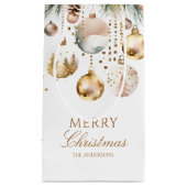 Vrolijk Kerstmis boho metallic baubles waterverf Klein Cadeauzakje (Voorkant)